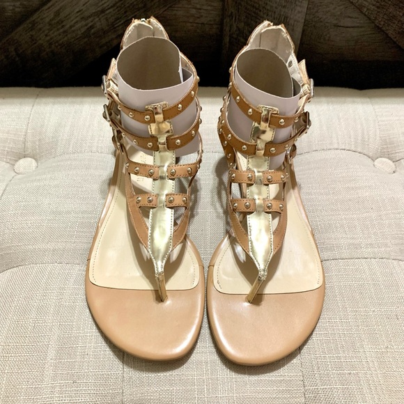 NWOT Enzo Angiolini Gold Studded Gladiator Sandals - Picture 2 of 6